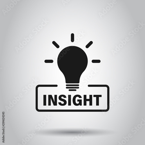 Insight icon in flat style. Bulb vector illustration on isolated background. Idea business concept.