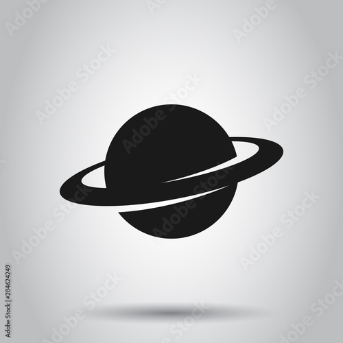 Saturn icon in flat style. Planet vector illustration on isolated background. Galaxy space business concept.