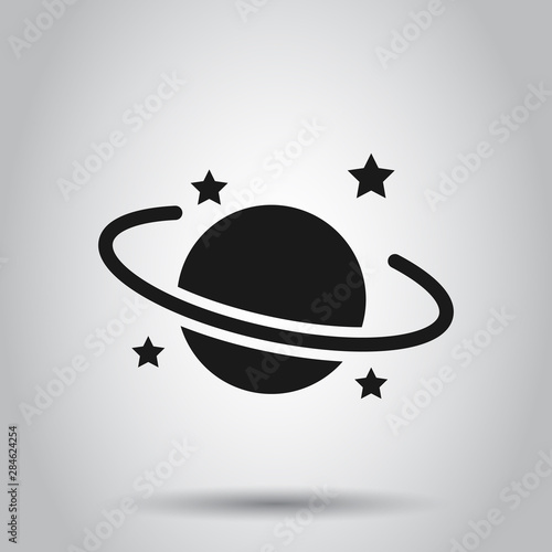 Saturn icon in flat style. Planet vector illustration on isolated background. Galaxy space business concept.