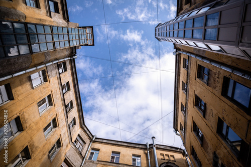 A fisheye view of the City roofs, urban frame, saint Petersburg, Russia