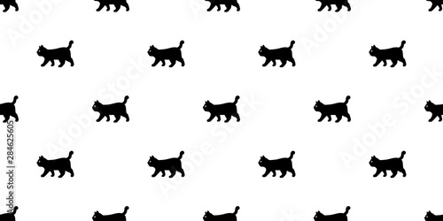 cat seamless pattern vector kitten calico cartoon scarf isolated repeat background tile wallpaper illustration doodle design © CNuisin