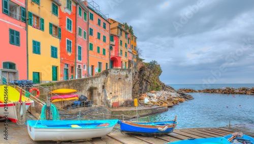 Manarola town  Cinque Terre Italy at the Ligurian Sea