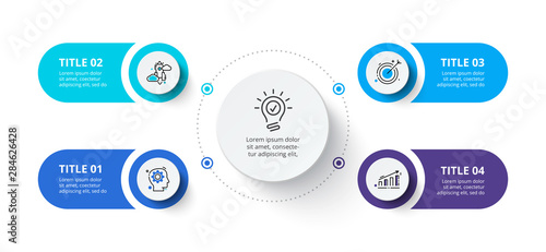 Four circles infographic elements. Business template for presentation. Vector flowchart concept with 4 options or steps.