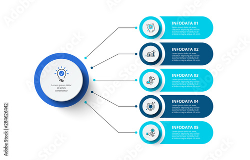 Four circles infographic elements. Business template for presentation. Vector flowchart concept with 5 options or steps.