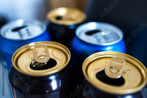 beer cans on an abstract background