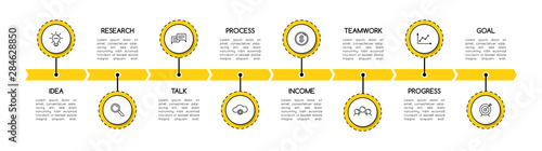 Simple infographic with 8 steps. Timeline. Vector