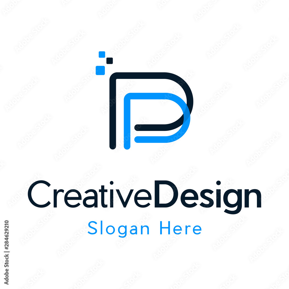 P Initial Letter Logo Design with Digital Pixels in Blue Colors. letter P with pixels shape logo template, P Initial Letter Logo Design with Digital Pixels in Blue Colors. letter P with pixels shape logo template,