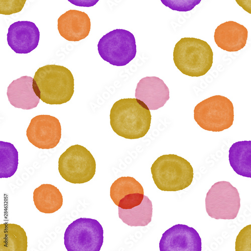 Seamless watercolor dots pattern 