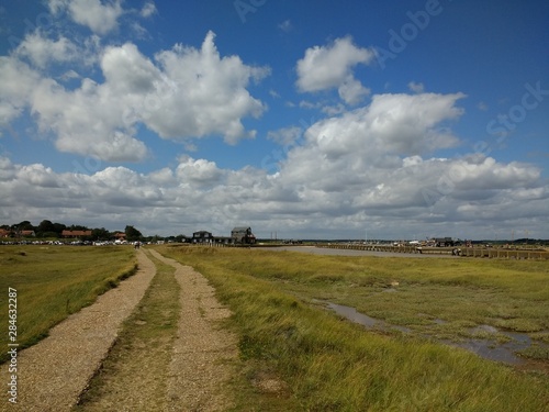 Foto Landscape beach view of scenery between Walberswick Southwold East Anglia Englan