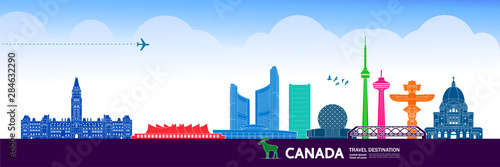 Canada travel destination grand vector illustration.