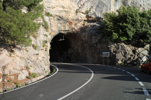 Tunnel on  the road from Soller to Lluc, West Coast, Mallorca, Spain