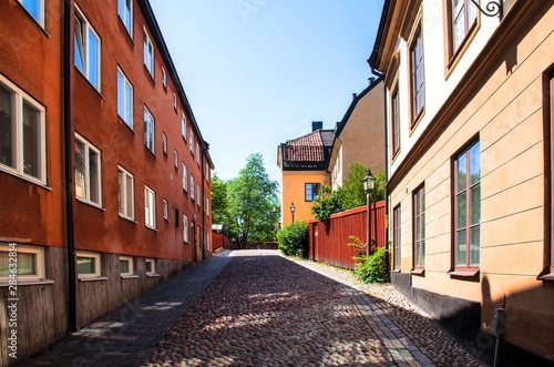 A stone paved street in Stockholm
