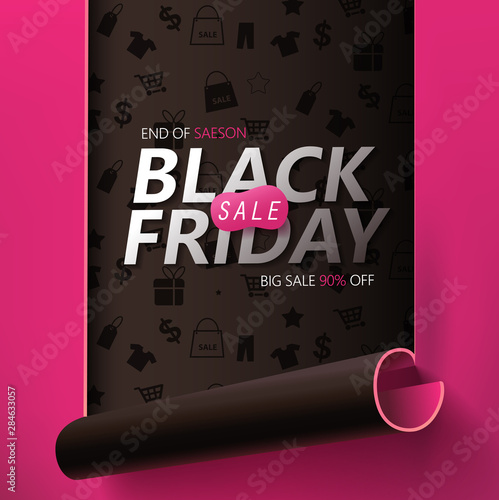 Black friday sale banner layout design template background. Vector illustration