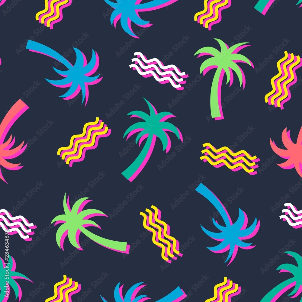 Eighties Neon Colorful Seamless Pattern