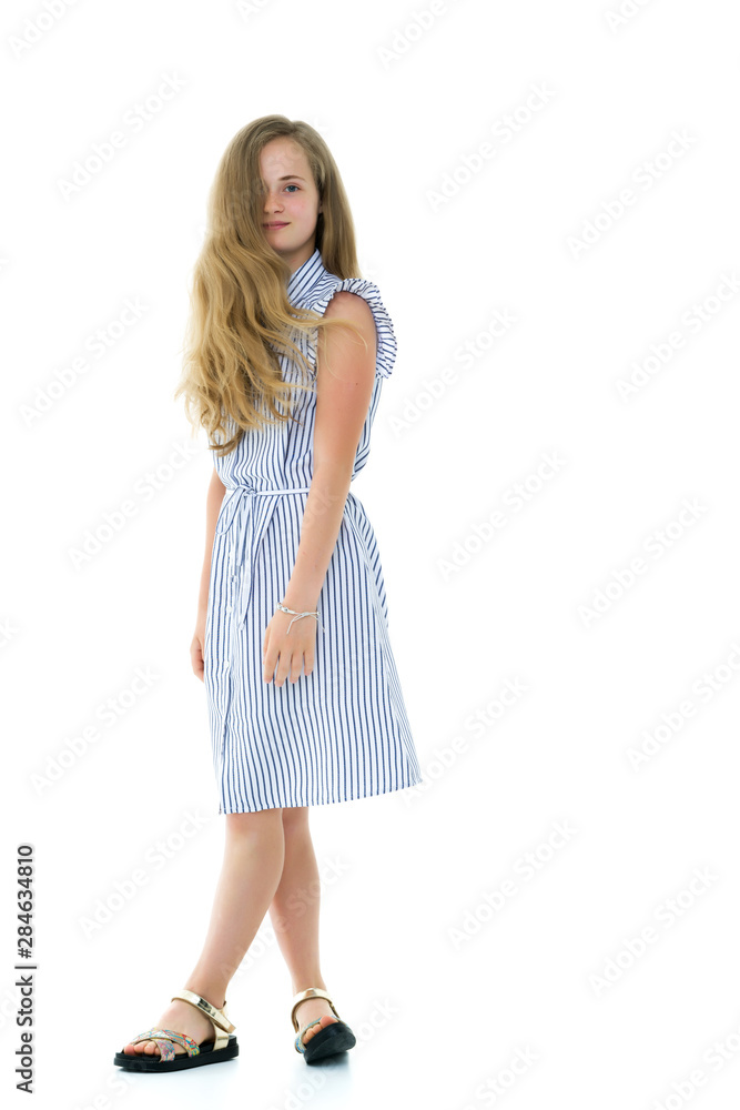 Cute little girl, full length studio portrait Cute little girl, full length studio portrait