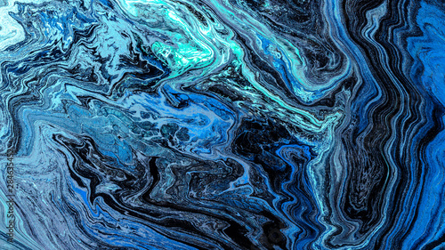 Abstract Blue Acrylic pour Liquid marble surfaces Design.