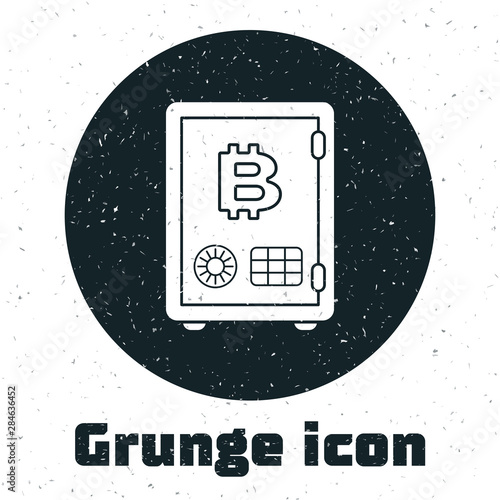 Grunge Proof of stake icon isolated on white background. Cryptocurrency economy and finance collection. Vector Illustration