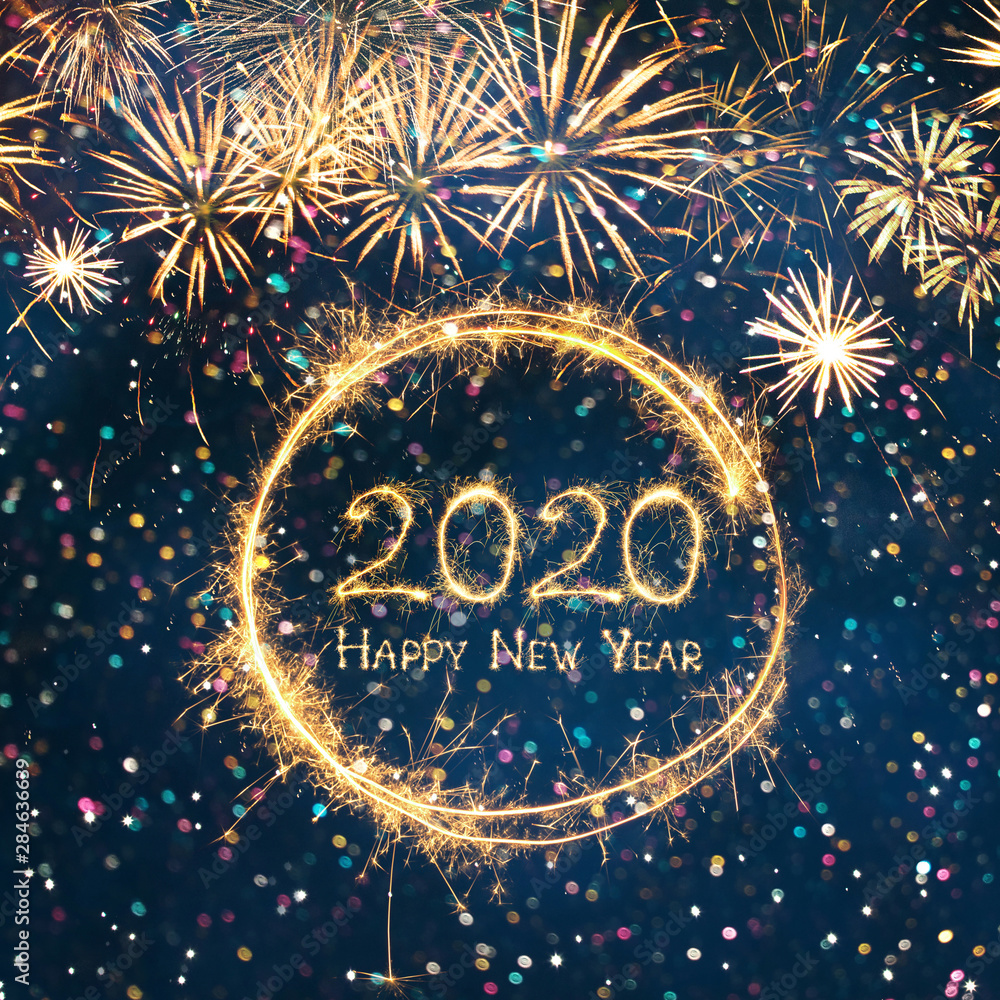 Beautiful Square Greeting card Happy New Year 2020 Stock Photo ...