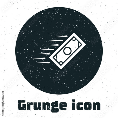 Grunge Fast payments icon isolated on white background. Fast money transfer payment. Financial services, fast loan, time is money, cash back concept. Vector Illustration