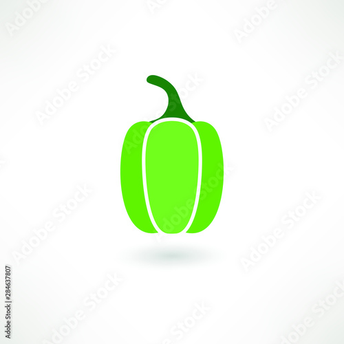 Fresh  pepper vegetable isolated icon. Fresh Paprika. Pepper for farm market, vegetarian salad recipe design. Vector flat illustration.