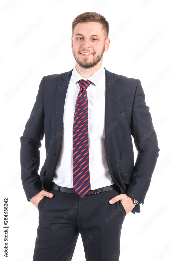 Handsome stylish businessman on white background Handsome stylish businessman on white background