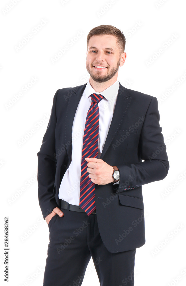 Handsome stylish businessman on white background Handsome stylish businessman on white background