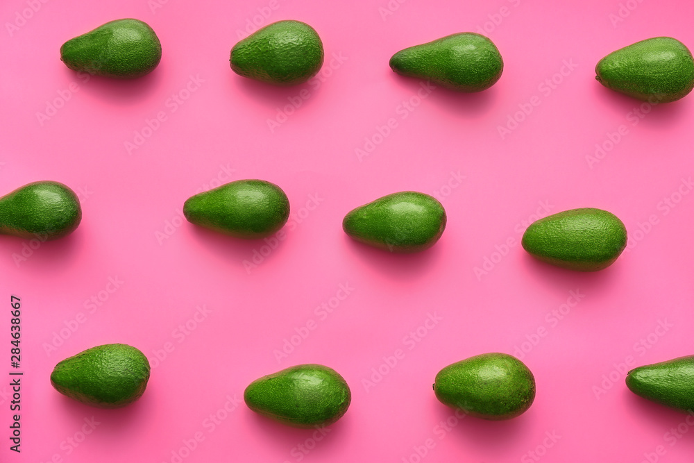 Fresh avocados on color background Fresh avocados on color background