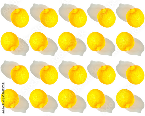 the lemon pattern on a white background with a shadow facing different directions