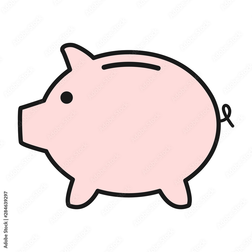 Piggy bank flat icon vector with no symbol. Money income Piggy bank flat icon vector with no symbol. Money income