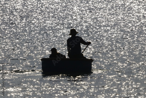 Fischerboot Korbboot Vietnam Silhouette
