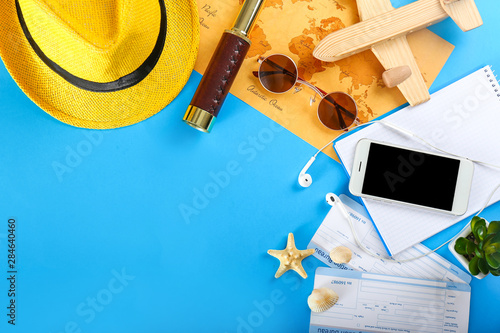 Set of items for travel on ...