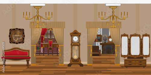 antique style living room interior background