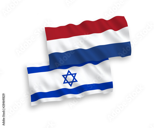Flags of Israel and Netherlands on a white background