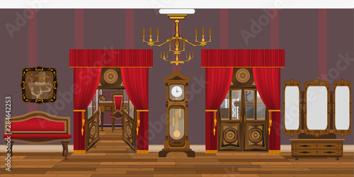 old-style living room interior with furniture