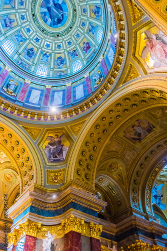 Interior of St. Stephen's Basilica in Budapest, Hungary