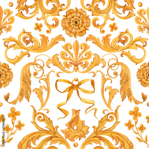 Golden baroque rich luxury vector pattern