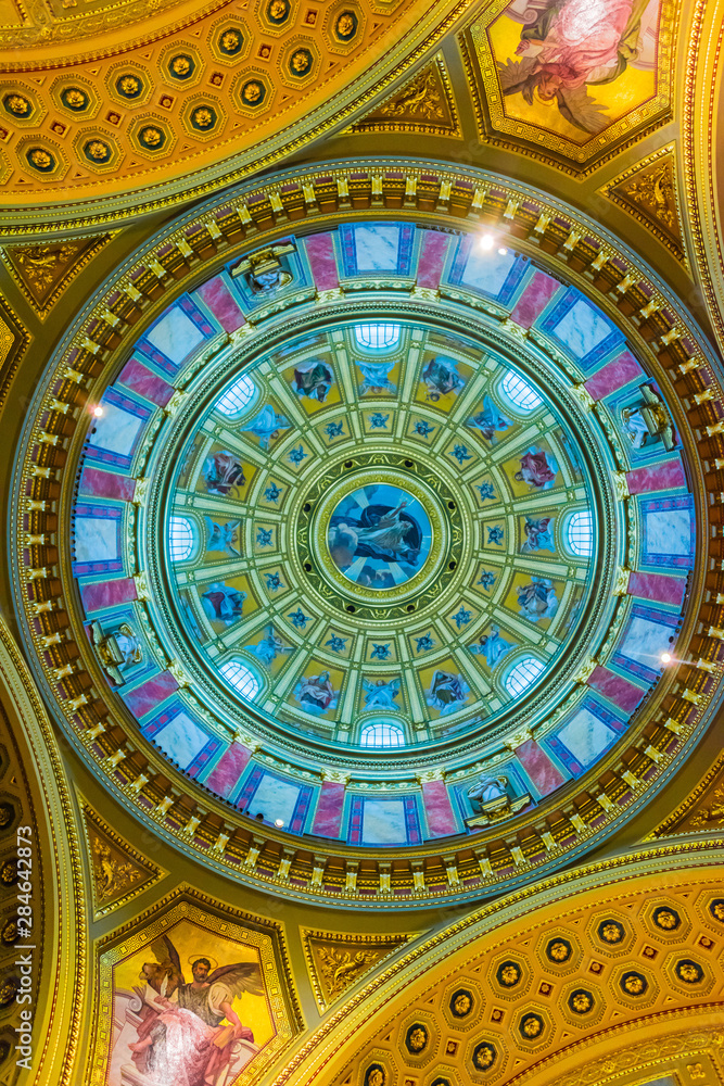 Interior of St. Stephen's Basilica in Budapest, Hungary