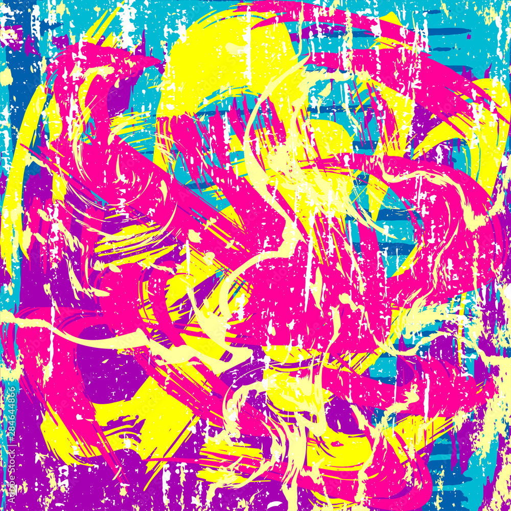 psychedelic colored graffiti pattern illustration - obrazy, fototapety, plakaty 