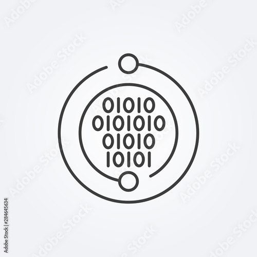 Big data analysis line icon. Digital logo. Information technology symbol. Vector illustration. 