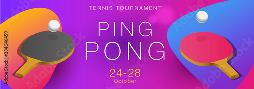 Ping pong tournament Poster Template with balls and racquets, modern graphic