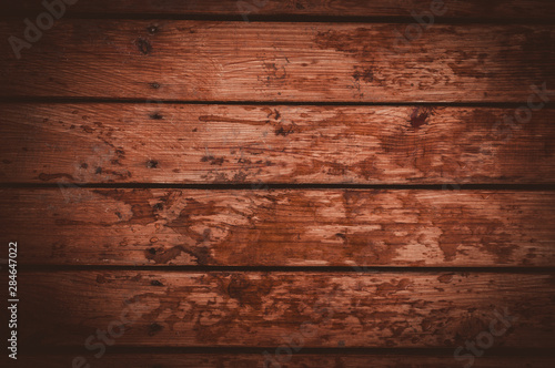 Wooden background with streaks of water. Wooden wooden boards and background. Retro style image. Top view. Copy space.