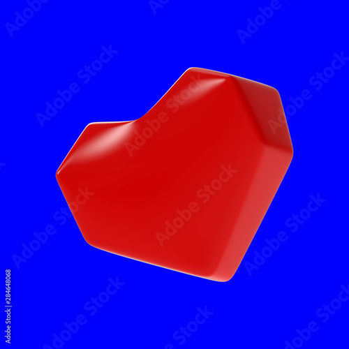 three-dimensional red heart like icon isolated on blue background