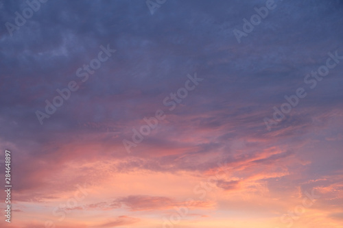 blue pink orange cloud in sunset time. Gradient color sky background