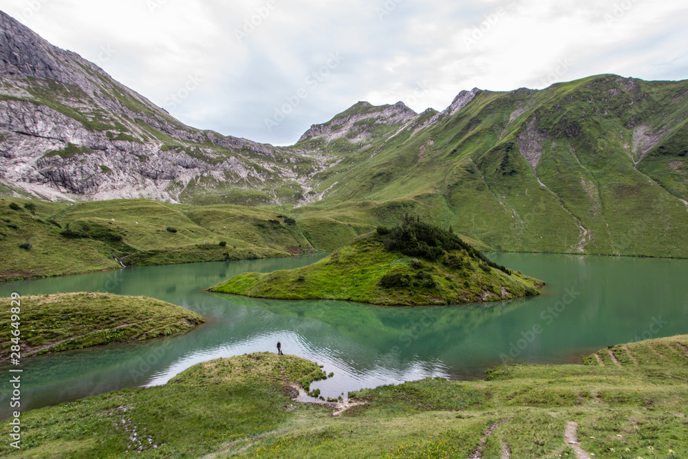 hiking in the bavarian alps at the schrecksee