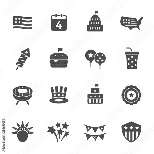United States of America Independence Day holiday vector icons