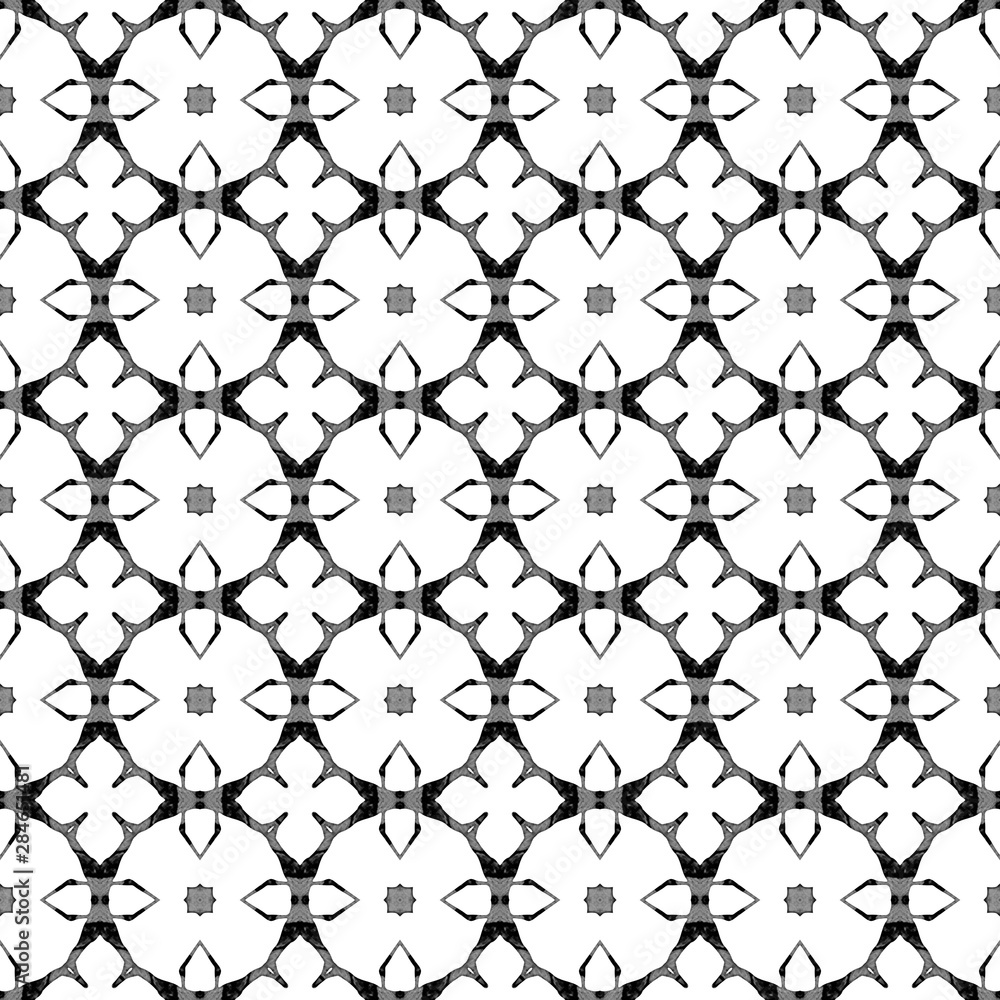 Naklejka premium Black and white geometric seamless pattern. Hand d