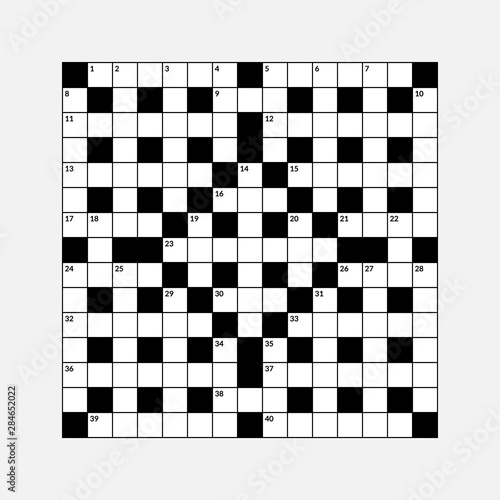 15x15 crossword puzzle vector illustration, empty squares