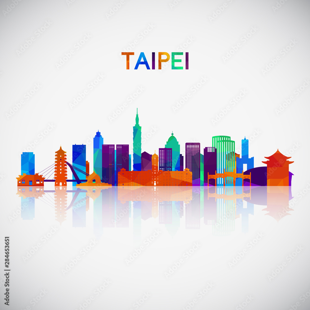 Taipei skyline silhouette in colorful geometric style. Symbol for your design. Vector illustration.