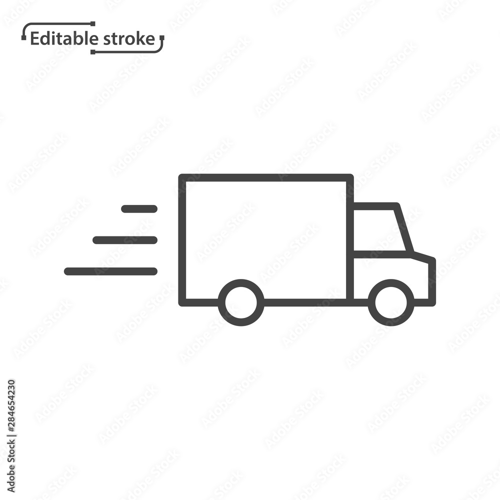 Delivery truck line vector icon. Editable stroke. Delivery truck line vector icon. Editable stroke.