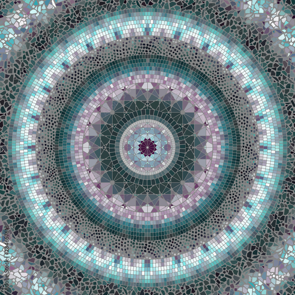 Naklejka premium Seamless mosaic round art pattern. Vector image.